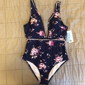 One Piece Navy Floral Swimsuit